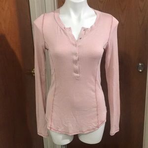 pink ribbed Henley
